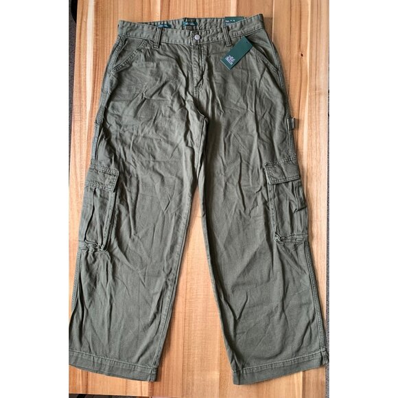 Wild Fable Junior Teens Mid-Rise Regular Fit Cargo Pants Olive Green Size 12 - Picture 2 of 16